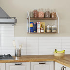 Wallniture Modena 2 Tier Shelves with White Brackets, Bathroom Wall Decor, 24x6, Burnt