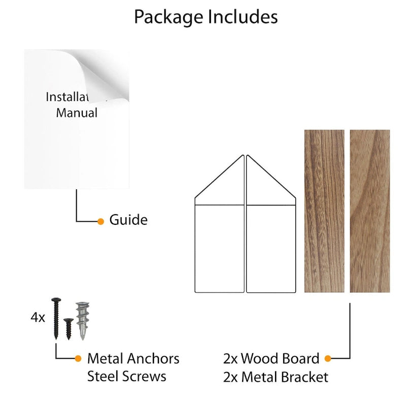 Wallniture Modena 2 Tier Shelves with White Brackets, Bathroom Wall Decor, 24x6, Burnt