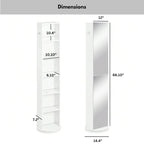 Rotating Storage Cabinet Full-Length Mirror 360-Degree Swivel - 66 5/8H x 12L x 14.4 base diameter