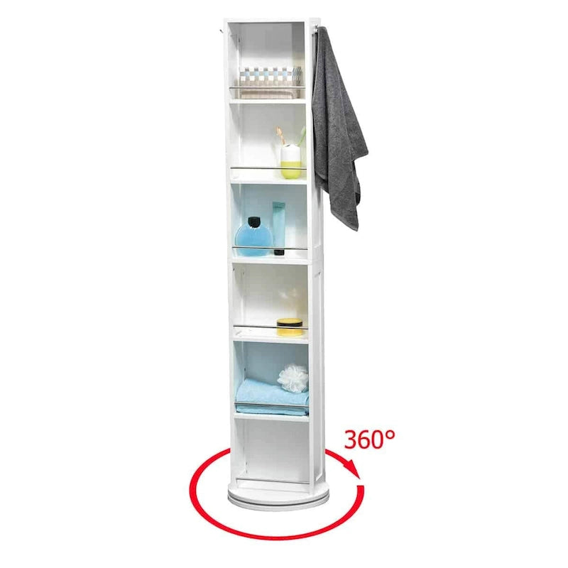 Rotating Storage Cabinet Full-Length Mirror 360-Degree Swivel - 66 5/8H x 12L x 14.4 base diameter