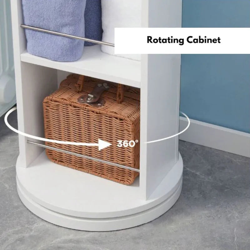 Rotating Storage Cabinet Full-Length Mirror 360-Degree Swivel - 66 5/8H x 12L x 14.4 base diameter