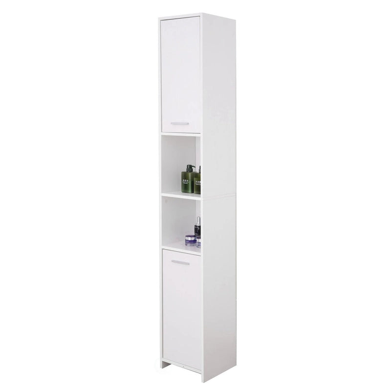 Standing Bathroom Linen Tower Storage Cabinet, White