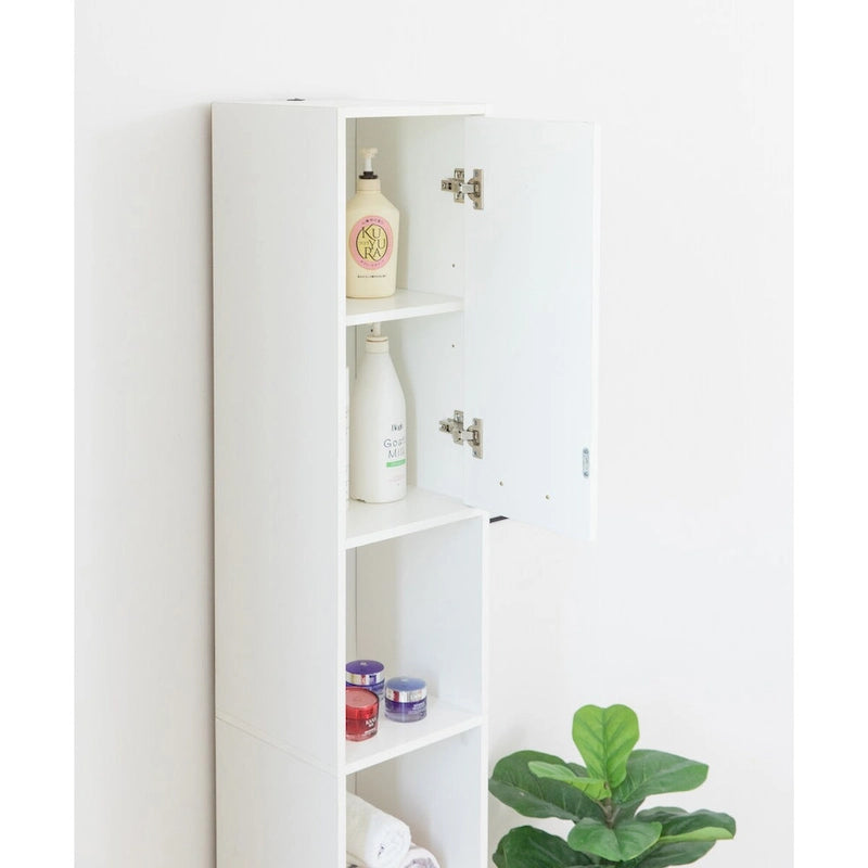 Standing Bathroom Linen Tower Storage Cabinet, White