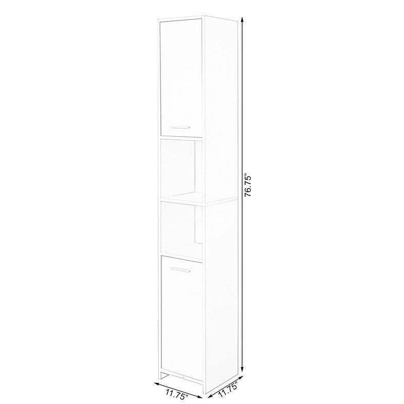 Standing Bathroom Linen Tower Storage Cabinet, White