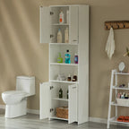 Standing Bathroom Linen Tower Storage Cabinet, White