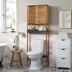 Over The Toilet Storage Cabinet with Double Vented Doors - 69 H x 24L x 9 D
