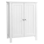 Bathroom Floor Storage Cabinet with Double Door Adjustable Shelf, White - 23.62 x 11.81 x 31.5 inch
