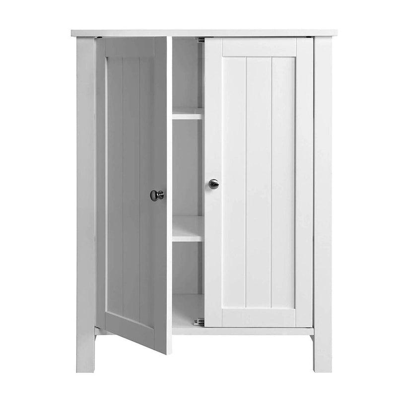 Bathroom Floor Storage Cabinet with Double Door Adjustable Shelf, White - 23.62 x 11.81 x 31.5 inch