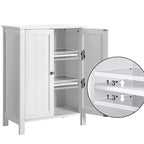 Bathroom Floor Storage Cabinet with Double Door Adjustable Shelf, White - 23.62 x 11.81 x 31.5 inch
