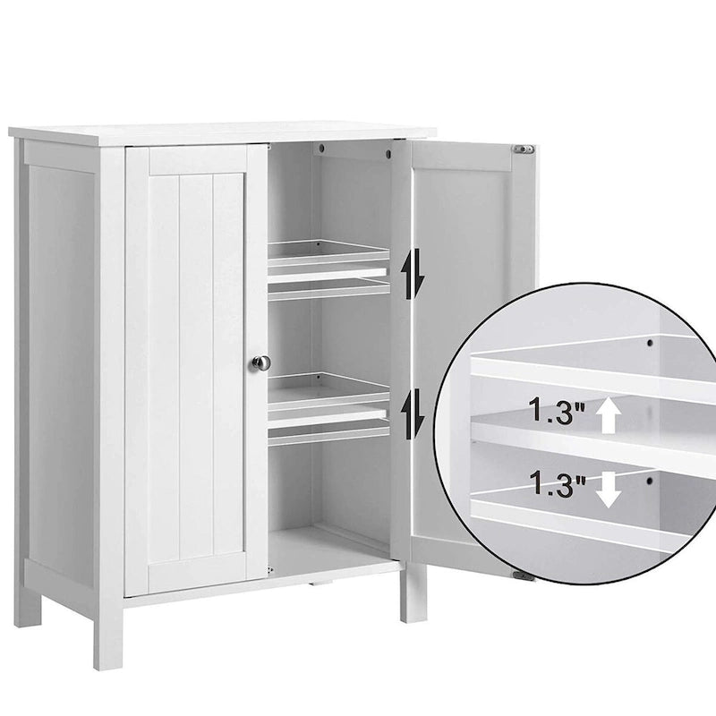 Bathroom Floor Storage Cabinet with Double Door Adjustable Shelf, White - 23.62 x 11.81 x 31.5 inch