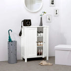Bathroom Floor Storage Cabinet with Double Door Adjustable Shelf, White - 23.62 x 11.81 x 31.5 inch