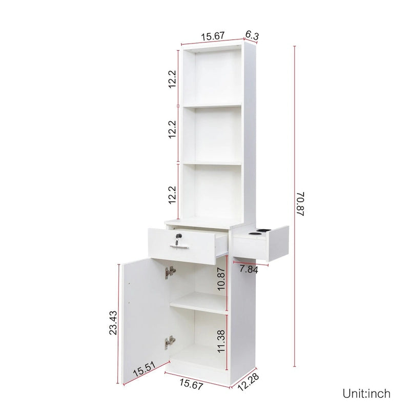 15.67 in. W x 70.87 in. H MDF Freestanding Linen Cabinet with Multi-layer Storage