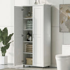Storage Cabinet with Two Doors for Bathroom Office Adjustable Shelf MDF Board