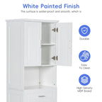 Tall Bathroom Cabinet with Laundry Basket, Large Storage Space Tilt-Out Laundry Hamper and Upper Storage Cabinet