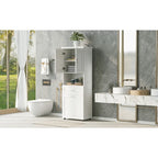 Tall Bathroom Cabinet with Laundry Basket, Large Storage Space Tilt-Out Laundry Hamper and Upper Storage Cabinet
