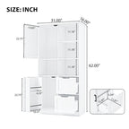Bathroom Storage Cabinet with 2 Doors, 2 Drawers, Open Shelve & Adjustable Shelf