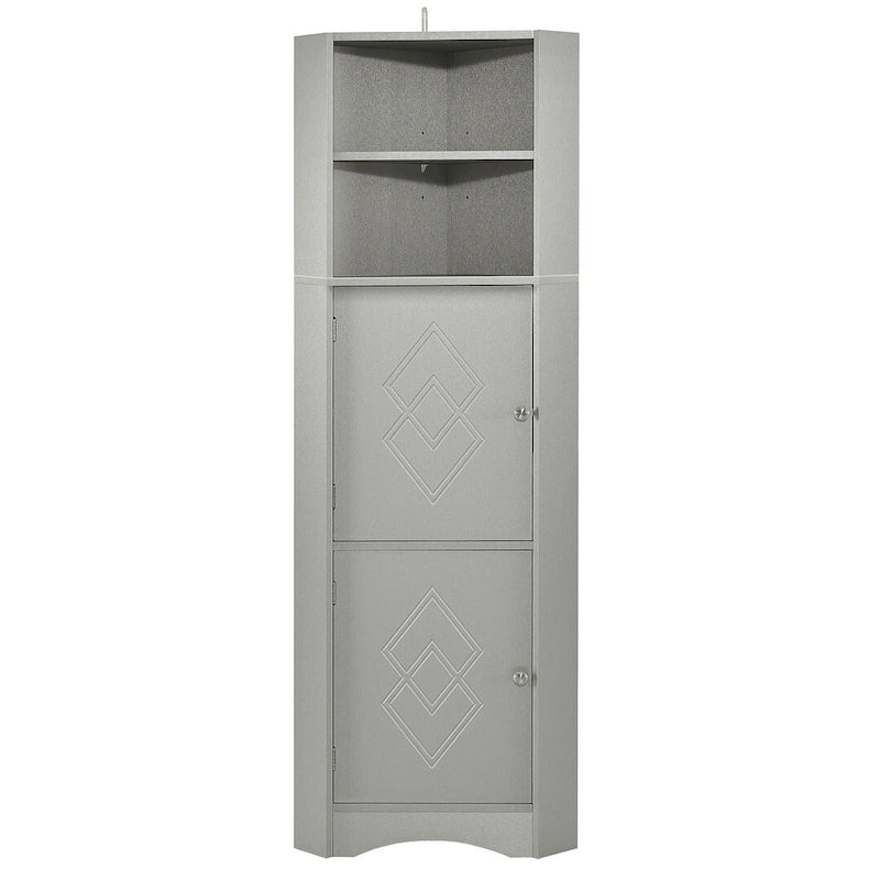 Bathroom Storage,Tall Corner Cabinet with 2 Doors and 4 Tier Shelves