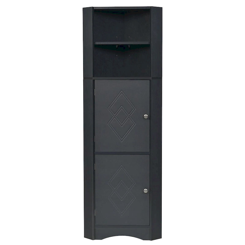 Bathroom Storage,Tall Corner Cabinet with 2 Doors and 4 Tier Shelves