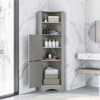 Bathroom Storage,Tall Corner Cabinet with 2 Doors and 4 Tier Shelves