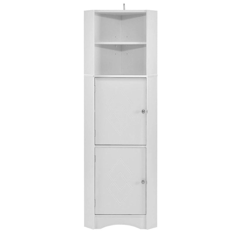 Bathroom Storage,Tall Corner Cabinet with 2 Doors and 4 Tier Shelves