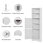 Bathroom Storage,Tall Corner Cabinet with 2 Doors and 4 Tier Shelves