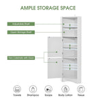 Bathroom Storage,Tall Corner Cabinet with 2 Doors and 4 Tier Shelves