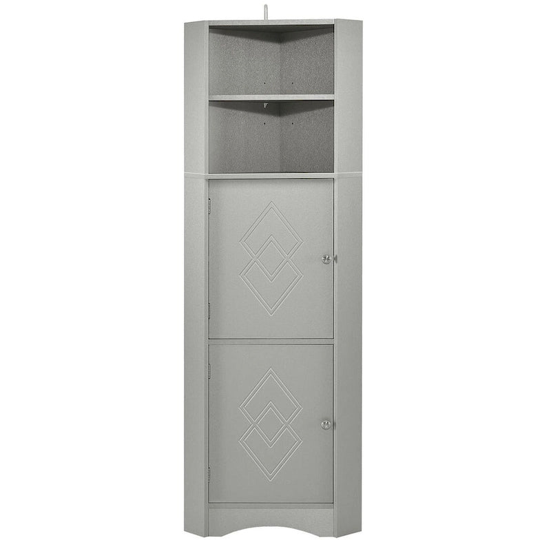 Bathroom Storage,Tall Corner Cabinet with 2 Doors and 4 Tier Shelves