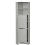 Bathroom Storage,Tall Corner Cabinet with 2 Doors and 4 Tier Shelves