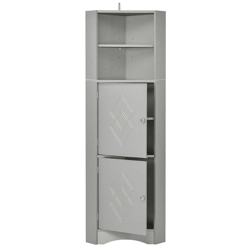Bathroom Storage,Tall Corner Cabinet with 2 Doors and 4 Tier Shelves