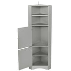 Bathroom Storage,Tall Corner Cabinet with 2 Doors and 4 Tier Shelves