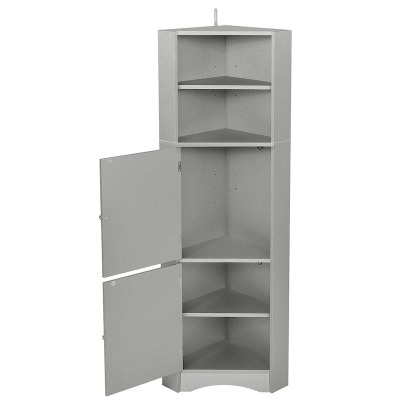 Bathroom Storage,Tall Corner Cabinet with 2 Doors and 4 Tier Shelves
