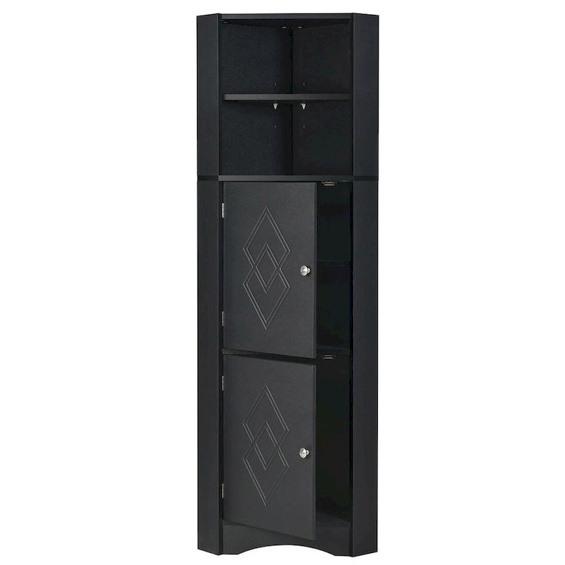 Bathroom Storage,Tall Corner Cabinet with 2 Doors and 4 Tier Shelves