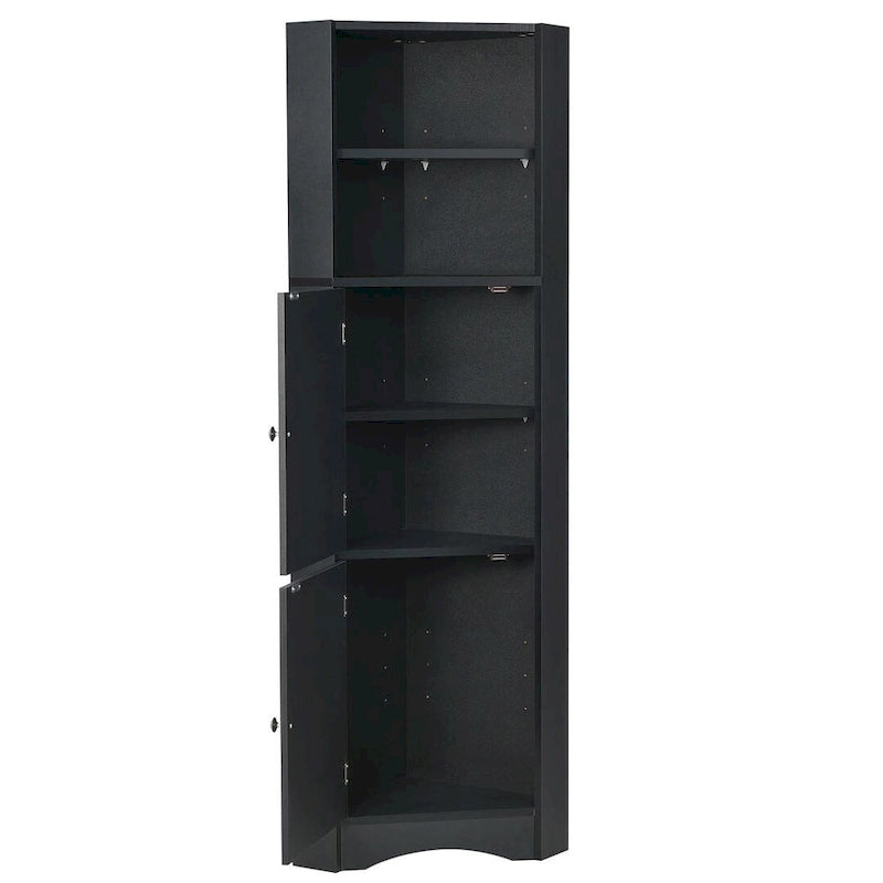 Bathroom Storage,Tall Corner Cabinet with 2 Doors and 4 Tier Shelves