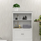 Over The Toilet Rack 2 -Tier Toilet Bathroom Spacesaver Storage Shelf with 2 Doors Wood Storage Organizer Cabinet