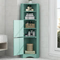 Tall Bathroom Corner Cabinet, Freestanding Storage Cabinet with Doors and Adjustable Shelves, MDF Board, Green