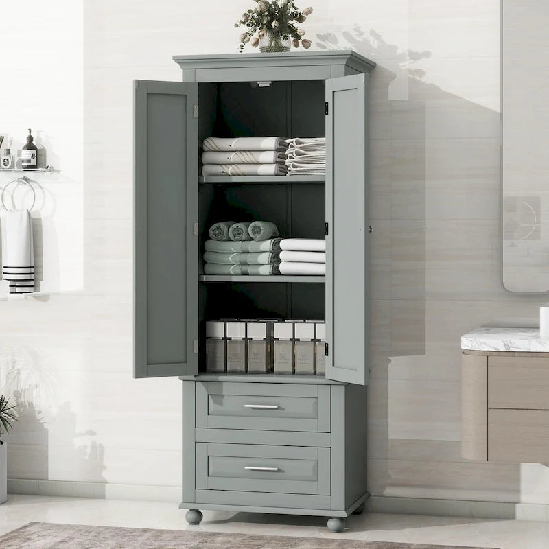 Tall Storage Cabinet with Two Drawers