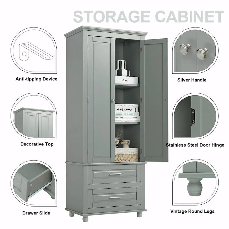 Tall Storage Cabinet with Two Drawers