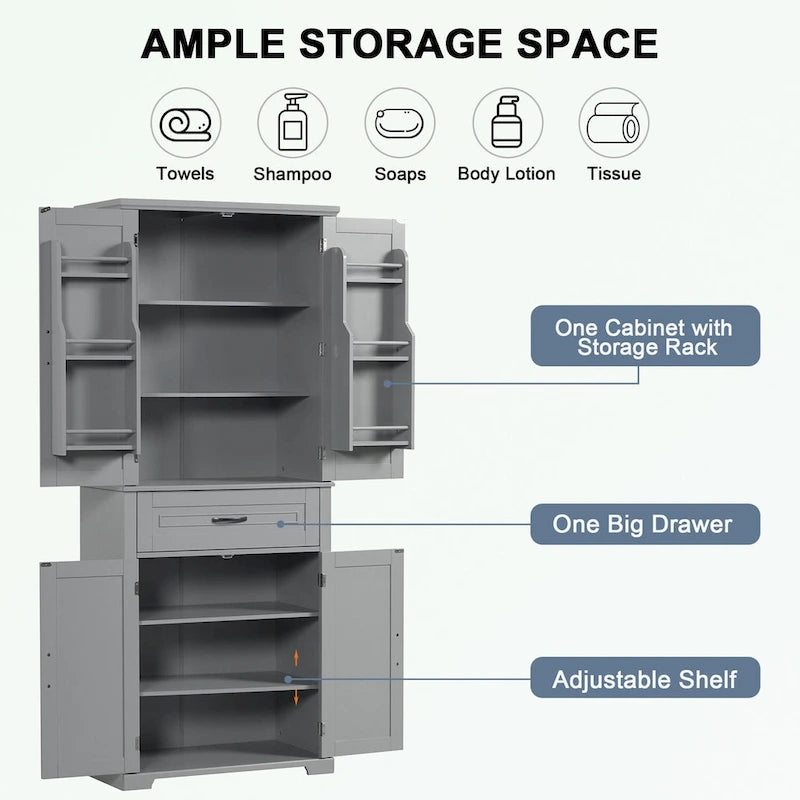 Bathroom Storage Cabinet with Doors and Drawer