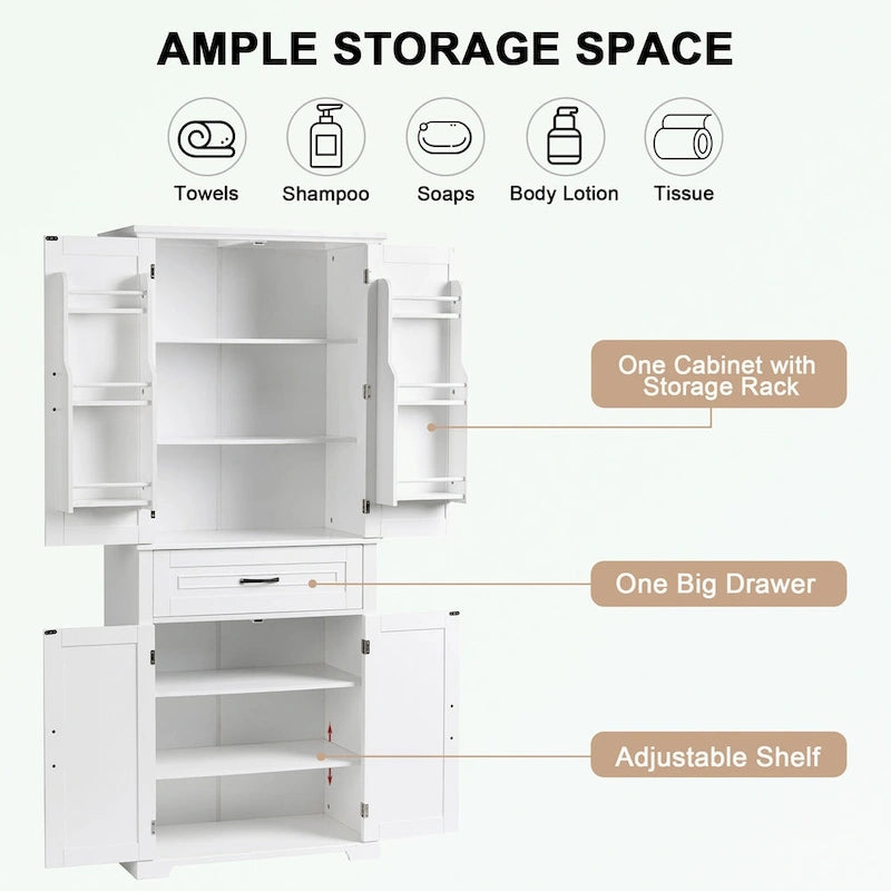 Bathroom Storage Cabinet with Doors and Drawer