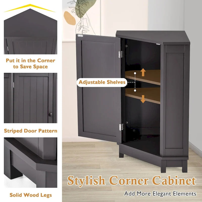 Bathroom Corner Cabinet with Adjustable Shelf