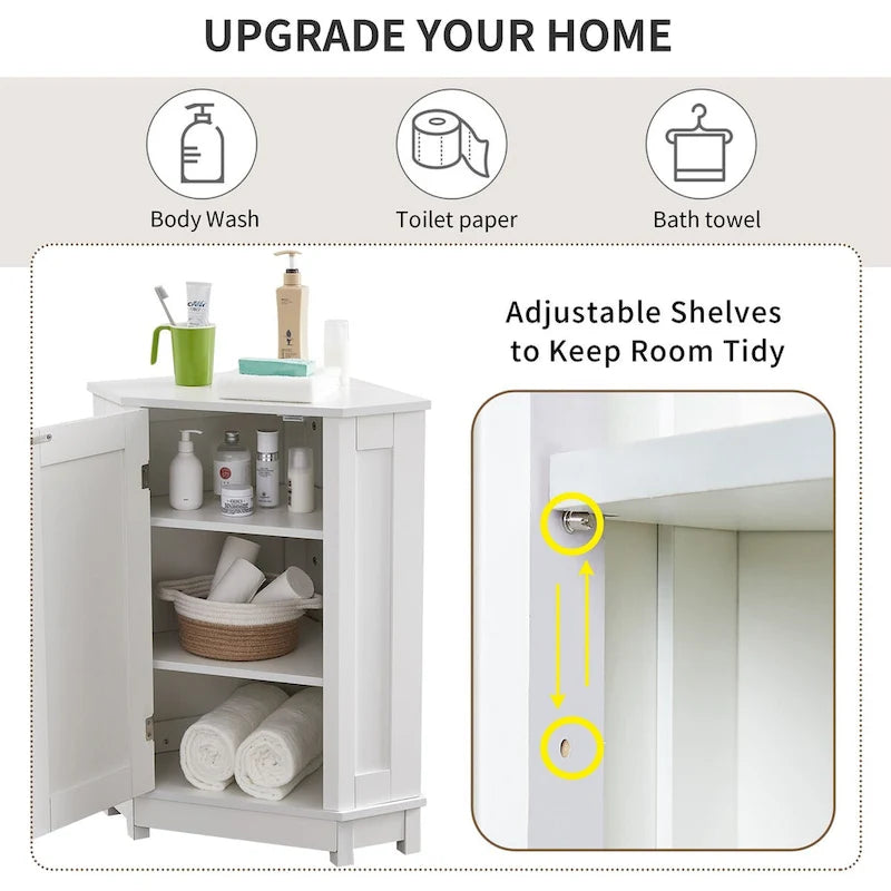 Bathroom Corner Cabinet with Adjustable Shelf