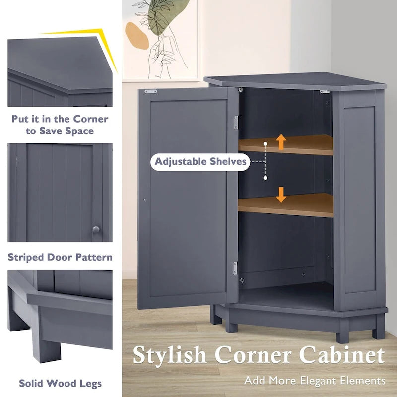 Bathroom Corner Cabinet with Adjustable Shelf