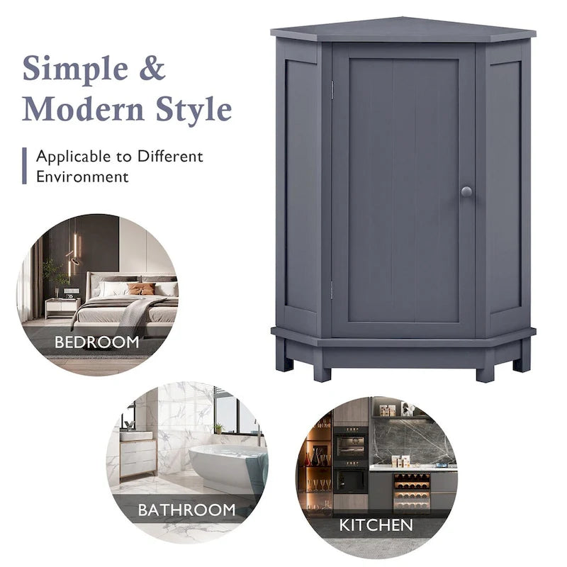 Bathroom Corner Cabinet with Adjustable Shelf