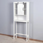 White Over-the-Toilet Wood Bathroom Storage Cabinet with Adjustable Shelves