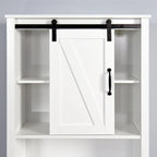 White Over-the-Toilet Wood Bathroom Storage Cabinet with Adjustable Shelves