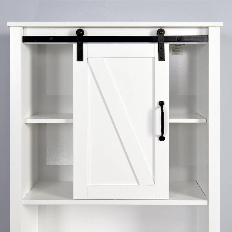 White Over-the-Toilet Wood Bathroom Storage Cabinet with Adjustable Shelves