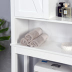 White Over-the-Toilet Wood Bathroom Storage Cabinet with Adjustable Shelves
