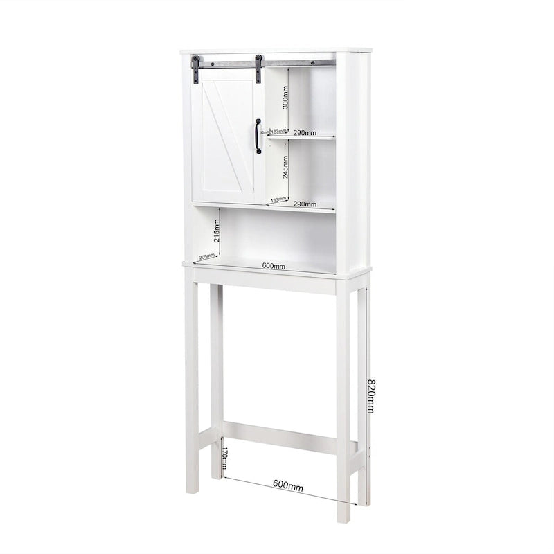 White Over-the-Toilet Wood Bathroom Storage Cabinet with Adjustable Shelves