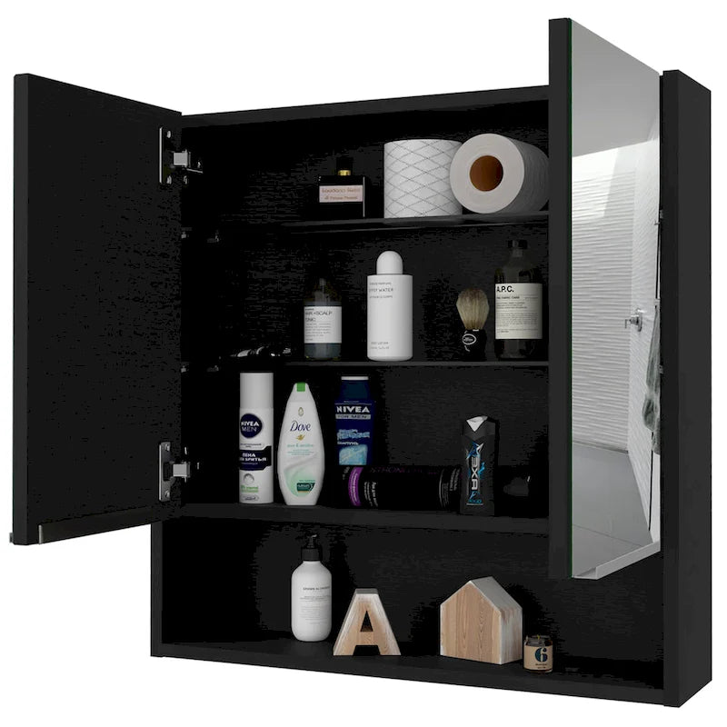Medicine Cabinet with Mirror Lexington,Three Internal Shelves, Black Wengue Finish