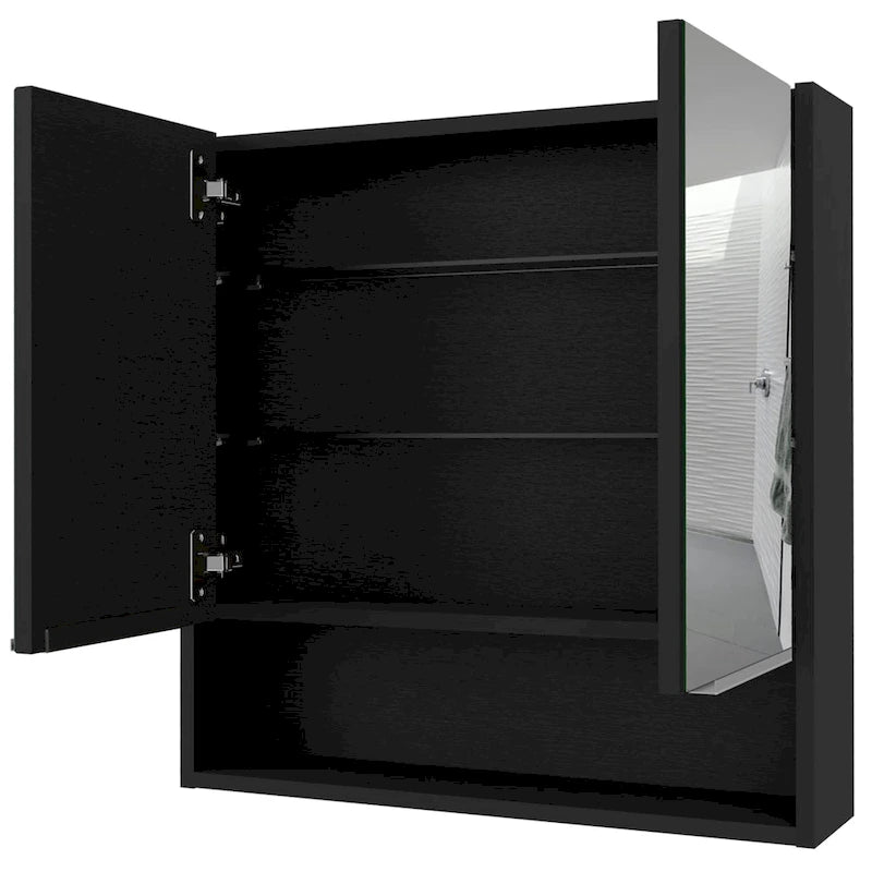 Medicine Cabinet with Mirror Lexington,Three Internal Shelves, Black Wengue Finish